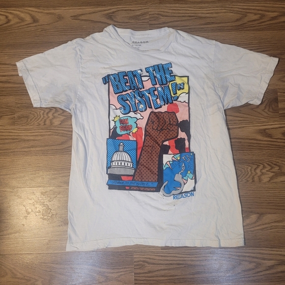 White "Beat the System" Protest Shirt by Reason - Picture 4 of 10